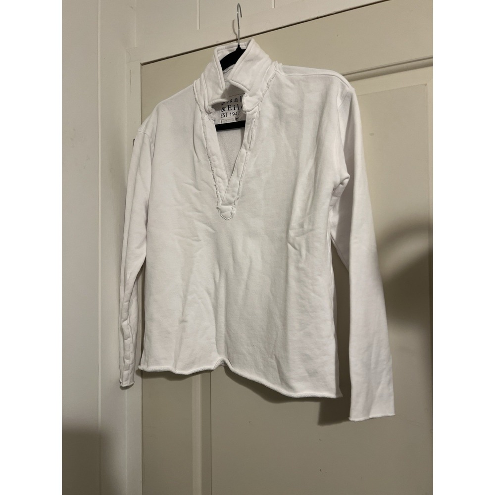 Frank & Eileen $238 Patrick Henley Pullover Triple Fleece White Sweater Coastal - Picture 2 of 8